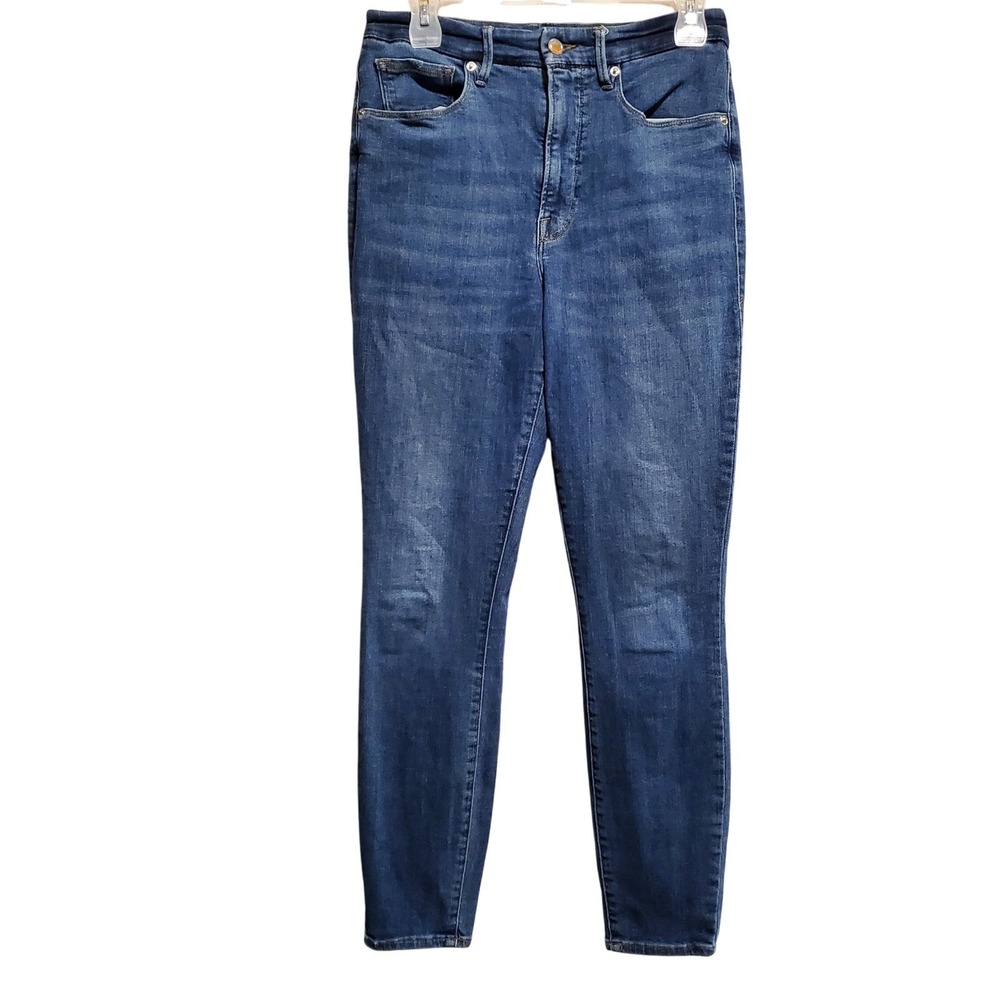 GOOD AMERICAN Blue 265 High Rise Skinny Jeans Distressed Ripped Size 10 30